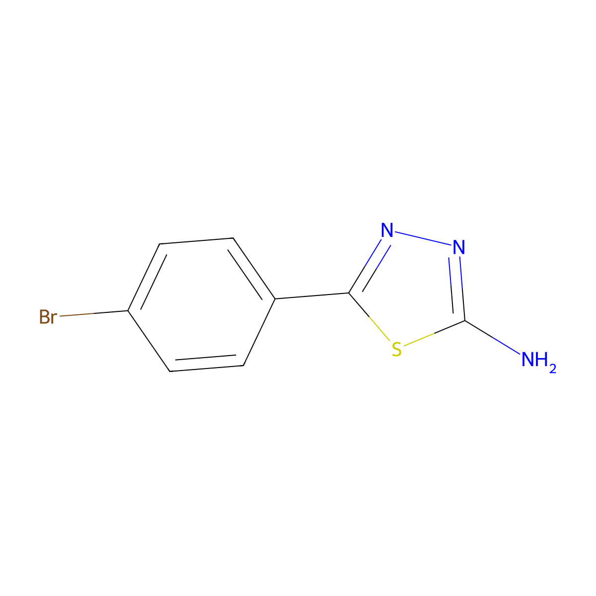 5-(4-Bromophenyl)-1,3,4-thiadiazol-2-amine molecular structure, CAS 13178-12-6