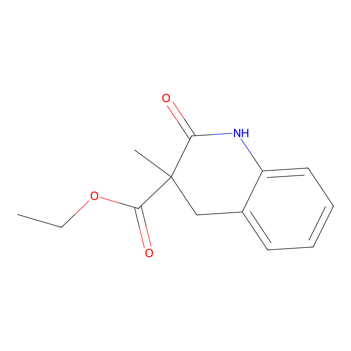 Ethyl 3-methyl-2-oxo-1,2,3,4-tetrahydroquinoline-3-carboxylate molecular structure, CAS 131781-54-9