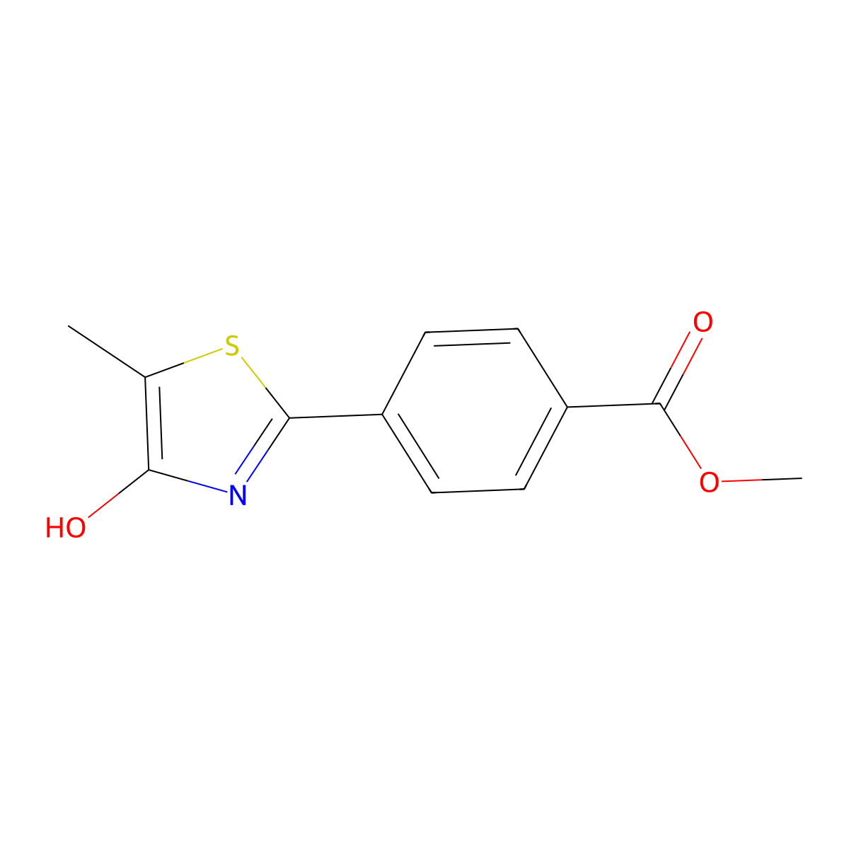 Methyl 4-(4-hydroxy-5-methyl-1,3-thiazol-2-yl)benzoate molecular structure, CAS 131786-61-3