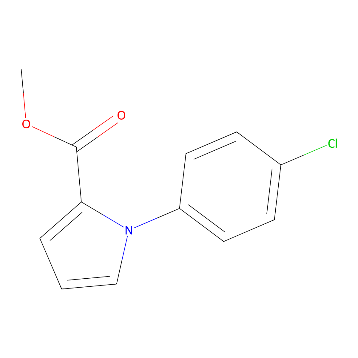 Methyl 1-(4-chlorophenyl)pyrrole-2-carboxylate molecular structure, CAS 13179-30-1