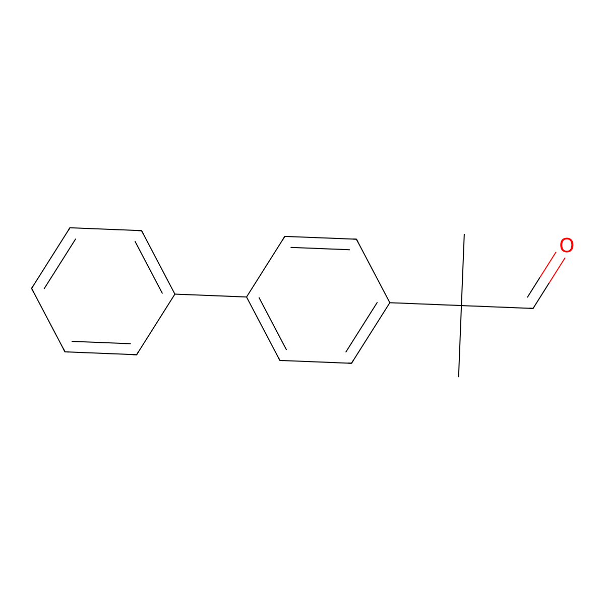 2-Methyl-2-(4-phenylphenyl)propanal molecular structure, CAS 131792-66-0