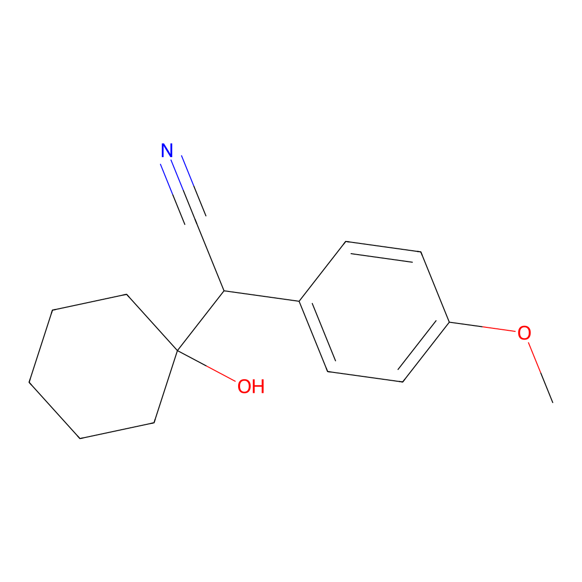 (1-Hydroxycyclohexyl)(4-methoxyphenyl)acetonitrile molecular structure, CAS 131801-69-9