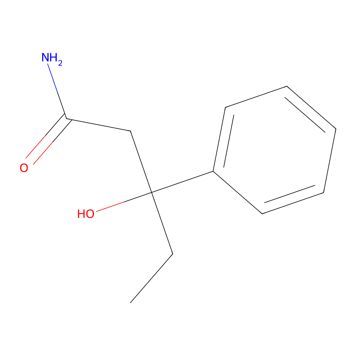 beta-Ethyl-beta-hydroxybenzenepropanamide molecular structure, CAS 131802-69-2