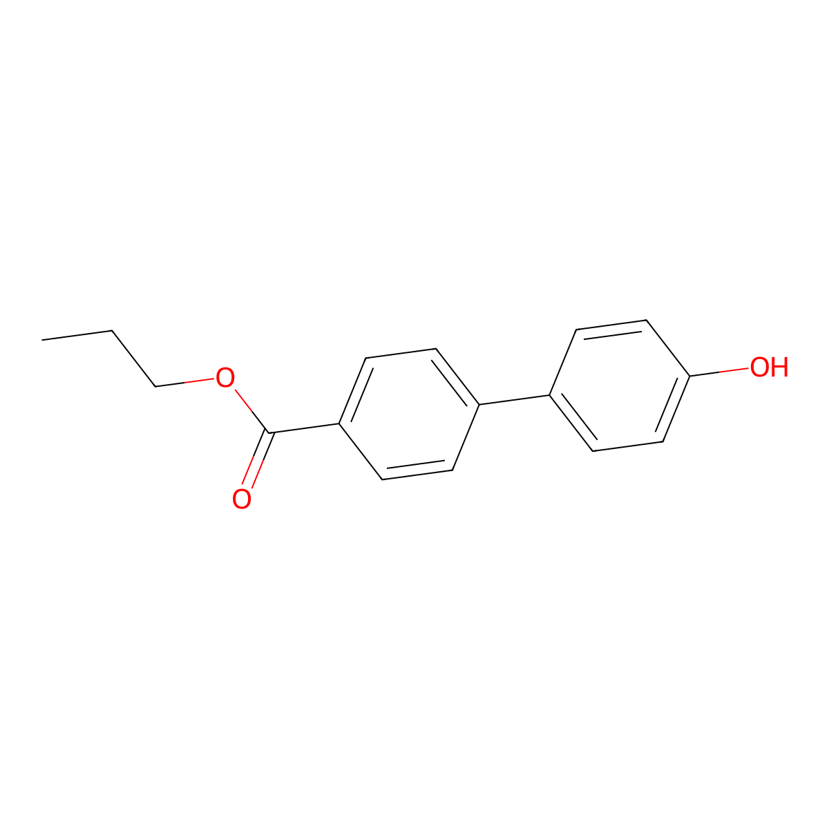 Propyl 4'-hydroxy[1,1'-biphenyl]-4-carboxylate molecular structure, CAS 131802-88-5