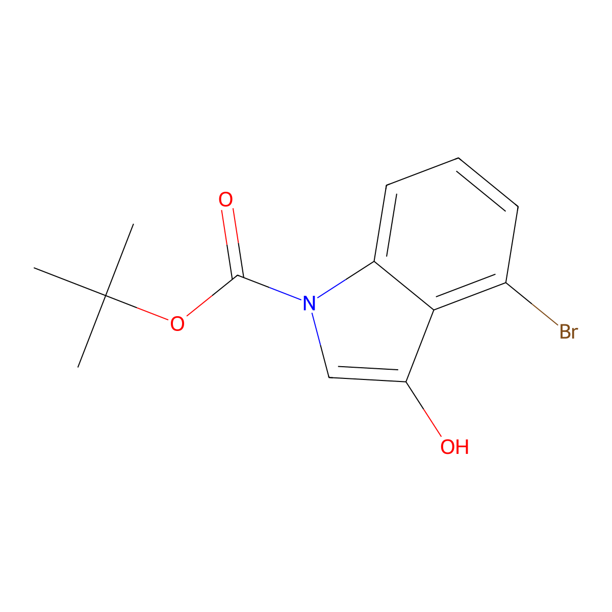 tert-Butyl 4-bromo-3-hydroxy-1H-indole-1-carboxylate molecular structure, CAS 1318104-12-9