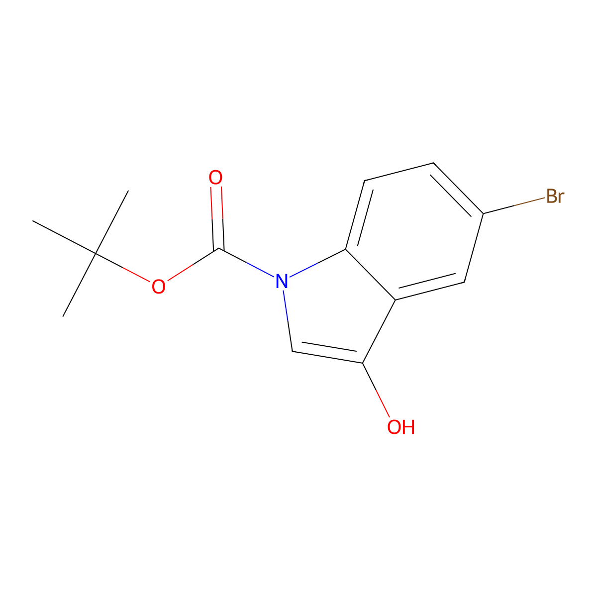 tert-Butyl 5-bromo-3-hydroxy-1H-indole-1-carboxylate molecular structure, CAS 1318104-14-1