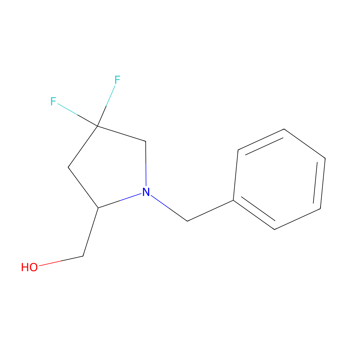 (S)-(1-Benzyl-4,4-difluoro-pyrrolidin-2-yl)-methanol molecular structure, CAS 1318129-12-2