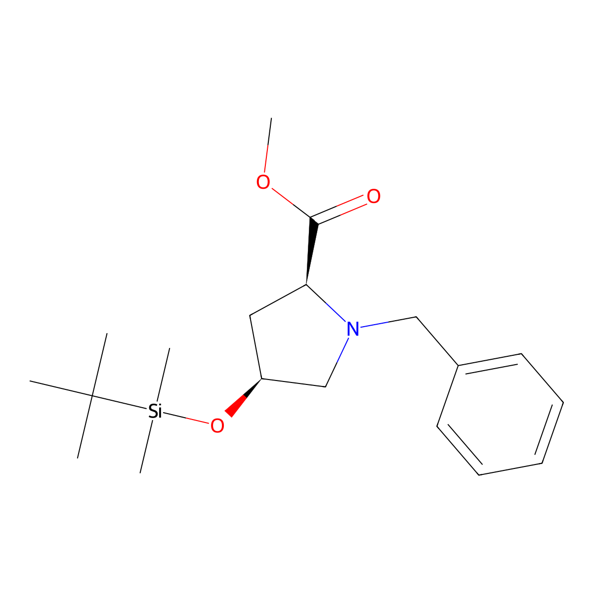 (2S,4S)-methyl 1-benzyl-4-((tert-butyldimethylsilyl)oxy)pyrrolidine-2-carboxylate molecular structure, CAS 1318129-60-0