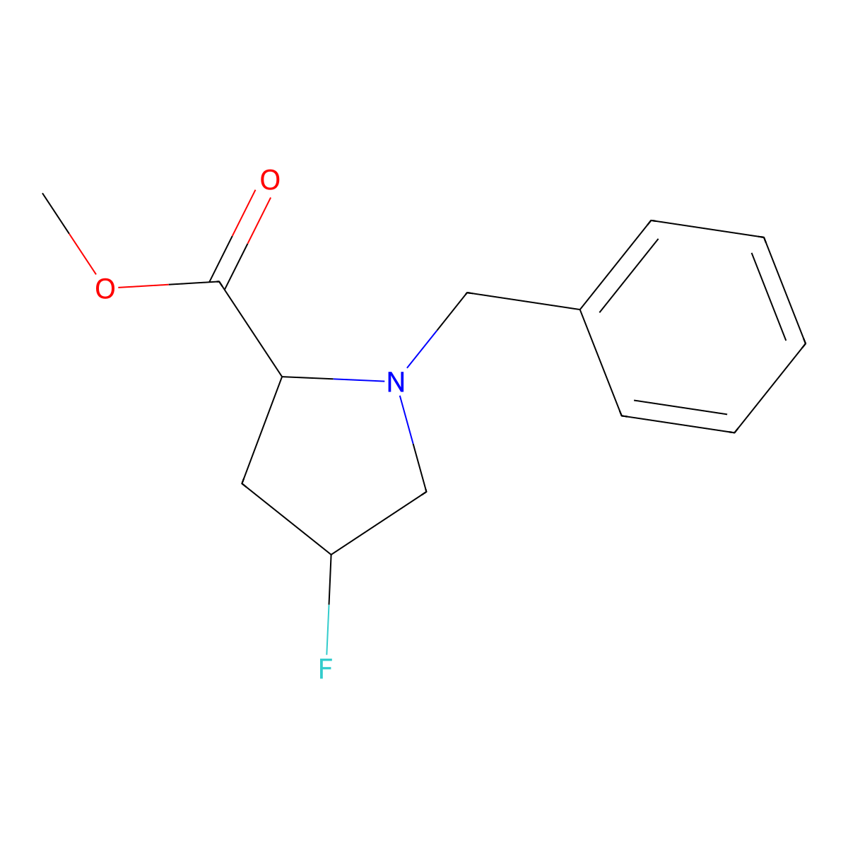 Methyl (2S,4S)-1-benzyl-4-fluoropyrrolidine-2-carboxylate molecular structure, CAS 1318130-00-5