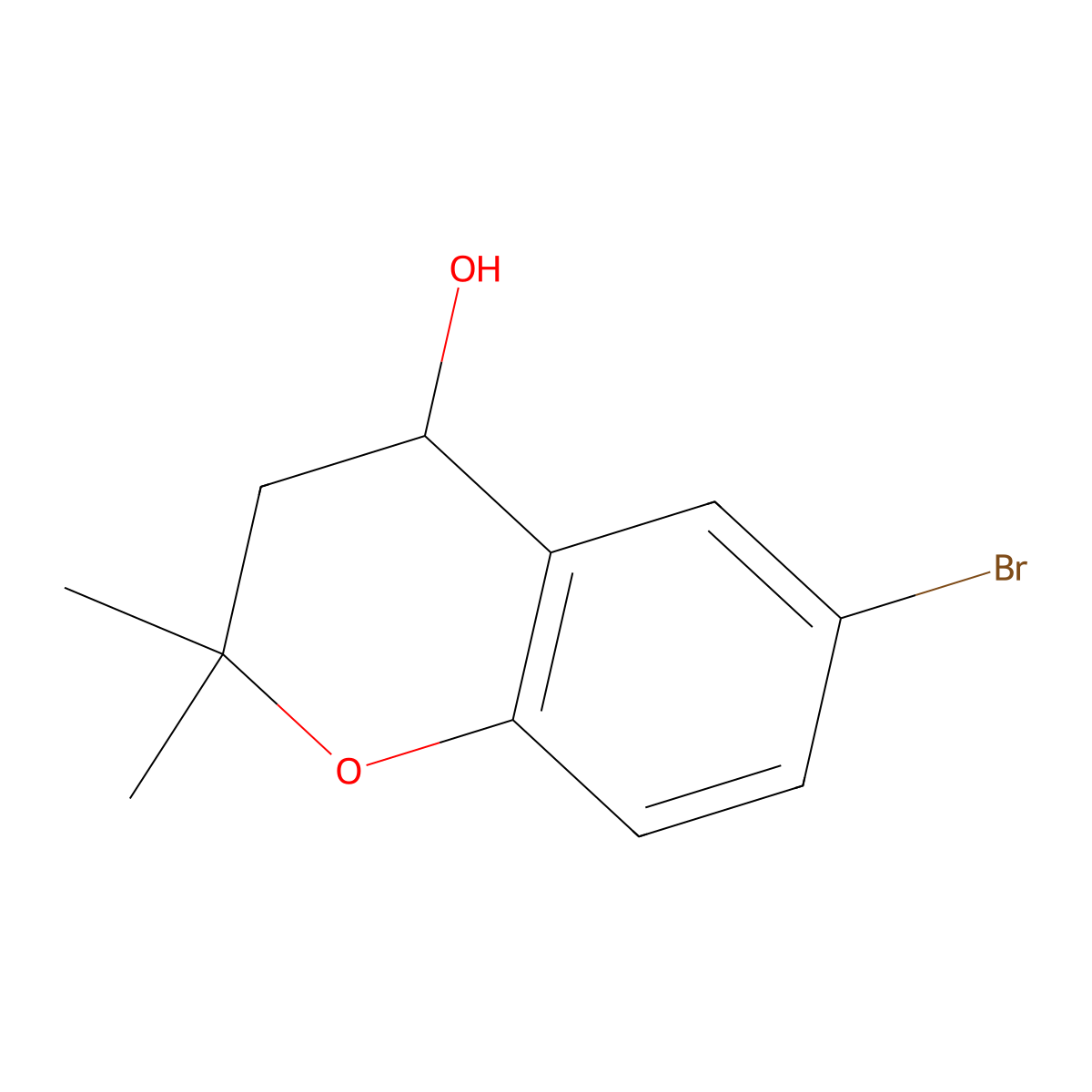 6-Bromo-2,2-dimethyl-3,4-dihydro-2H-1-benzopyran-4-ol molecular structure, CAS 131815-91-3