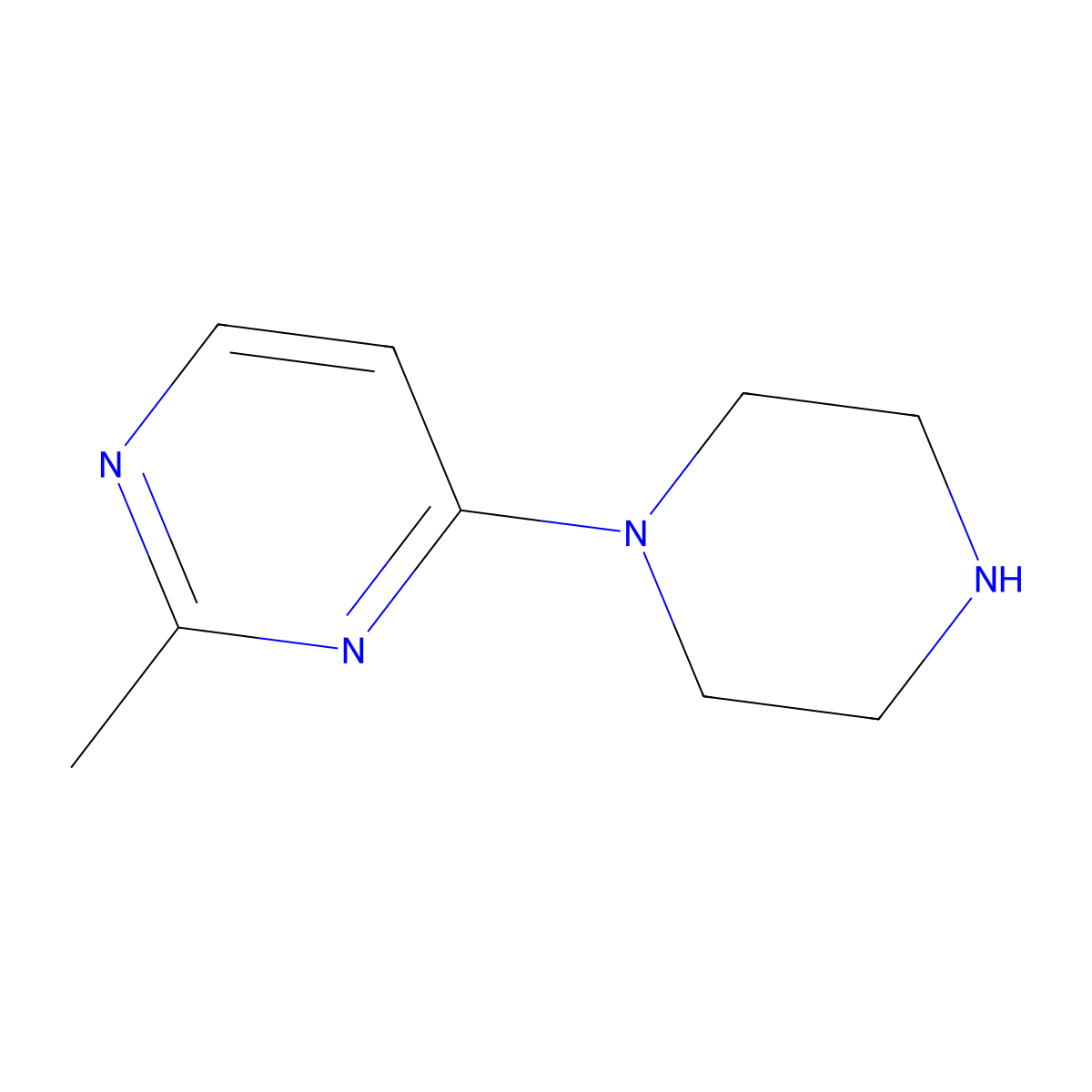 2-Methyl-4-(piperazin-1-yl)pyrimidine molecular structure, CAS 131816-67-6