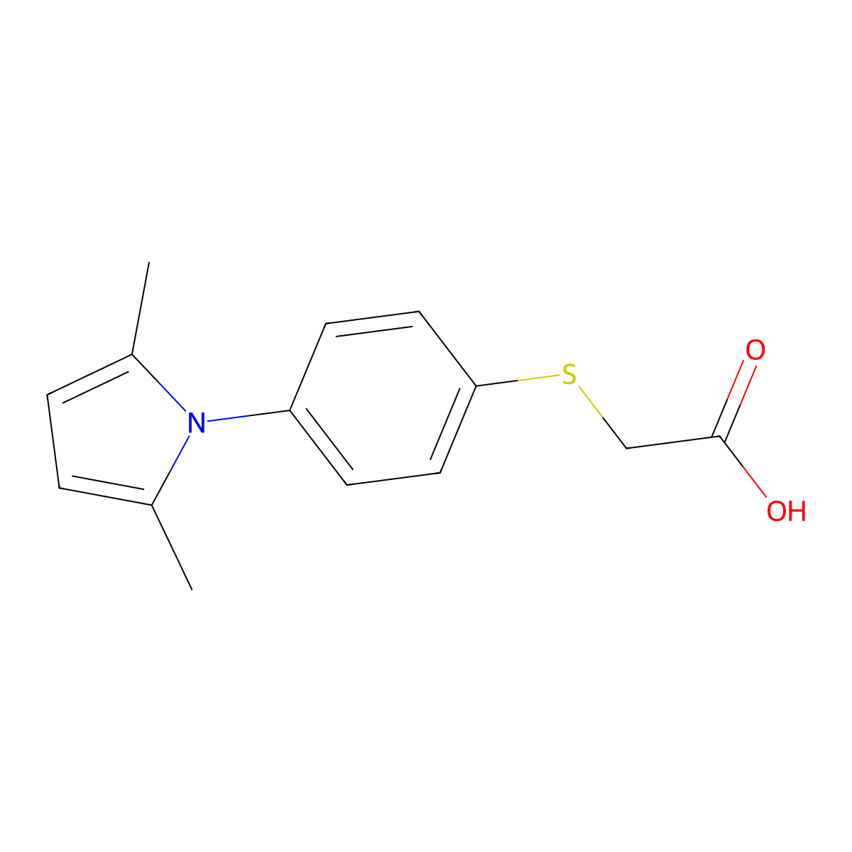 {[4-(2,5-dimethyl-1H-pyrrol-1-yl)phenyl]sulfanyl}acetic acid molecular structure, CAS 131817-93-1