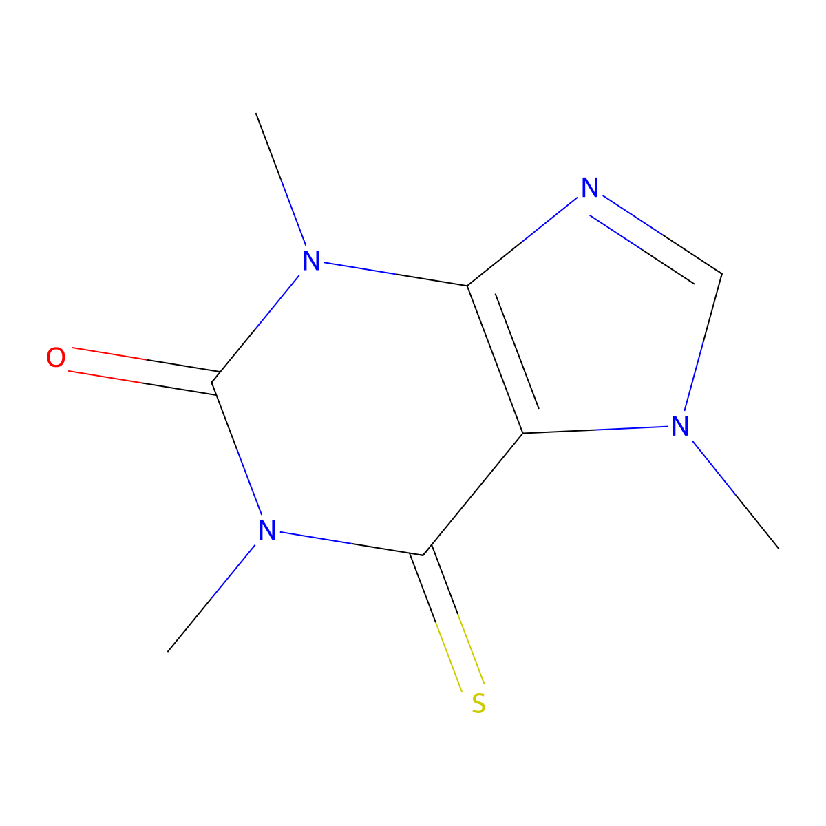 1,3,6,7-Tetrahydro-1,3,7-trimethyl-6-thioxo-2H-purin-2-one molecular structure, CAS 13182-58-6