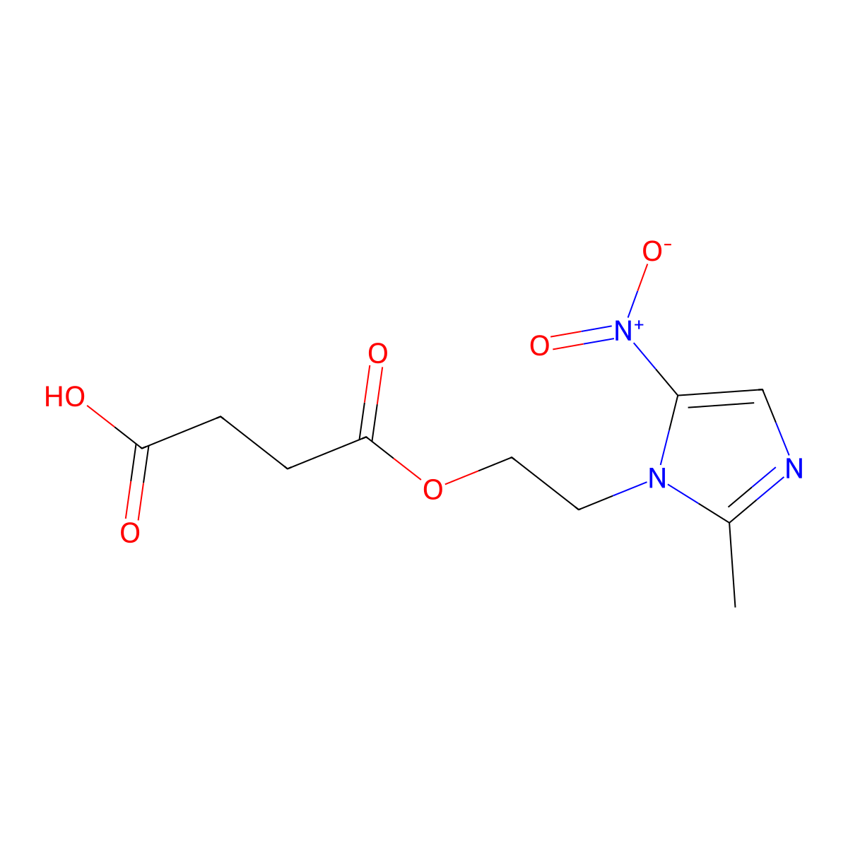 Butanedioic acid, 1-(2-(2-methyl-5-nitro-1H-imidazol-1-yl)ethyl) ester molecular structure, CAS 13182-87-1