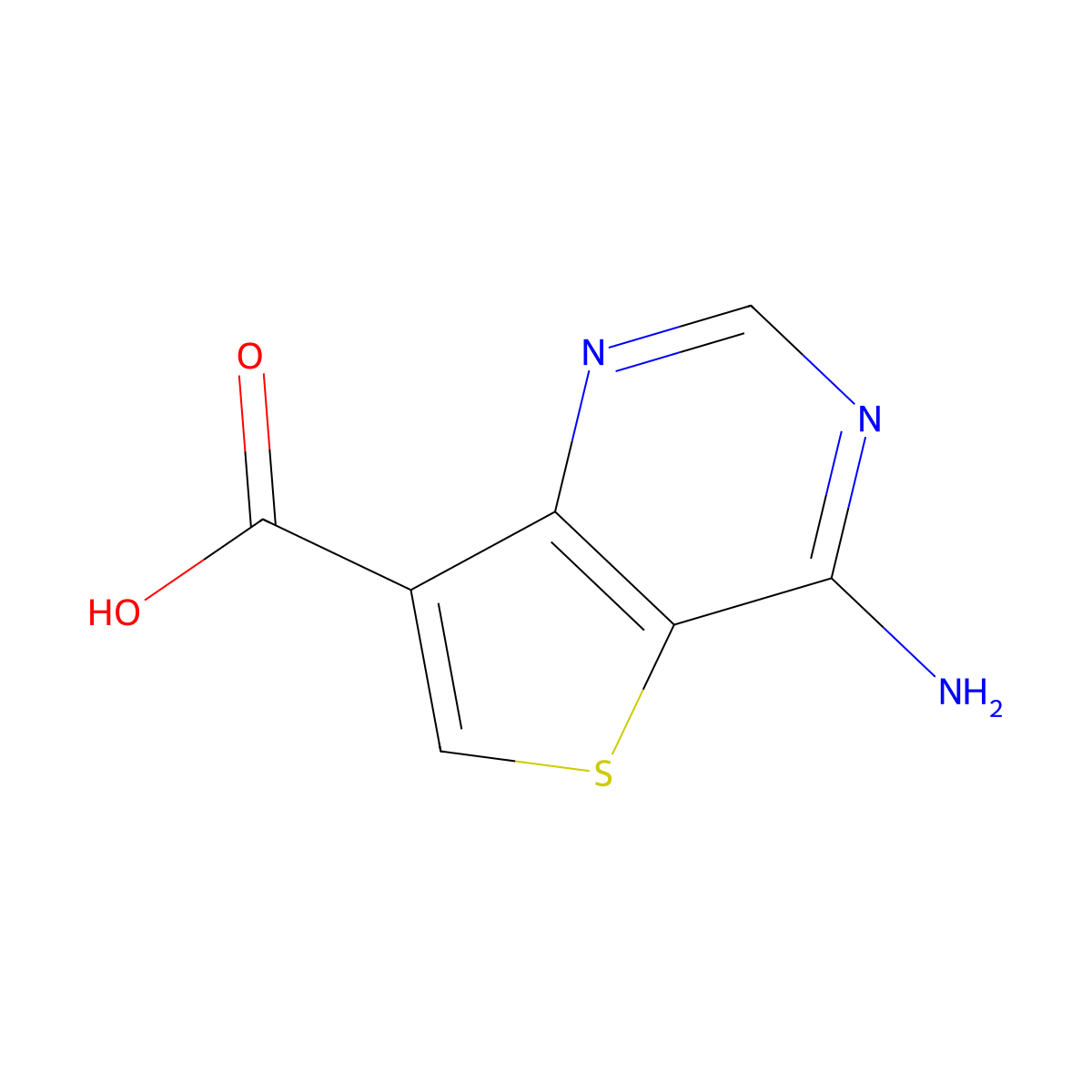 4-Aminothieno[3,2-d]pyrimidine-7-carboxylic acid molecular structure, CAS 1318242-98-6