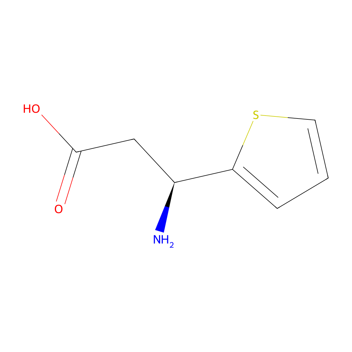 (S)-3-Amino-3-(thiophen-2-yl)propanoic acid molecular structure, CAS 131829-50-0