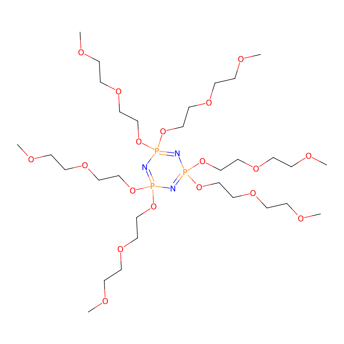 Hexa(methoxyethoxy)cyclotriphosphazene molecular structure, CAS 131841-09-3