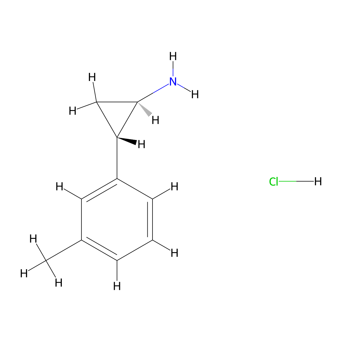 rac-(1R,2S)-2-(3-methylphenyl)cyclopropan-1-amine hydrochloride molecular structure, CAS 131844-44-5
