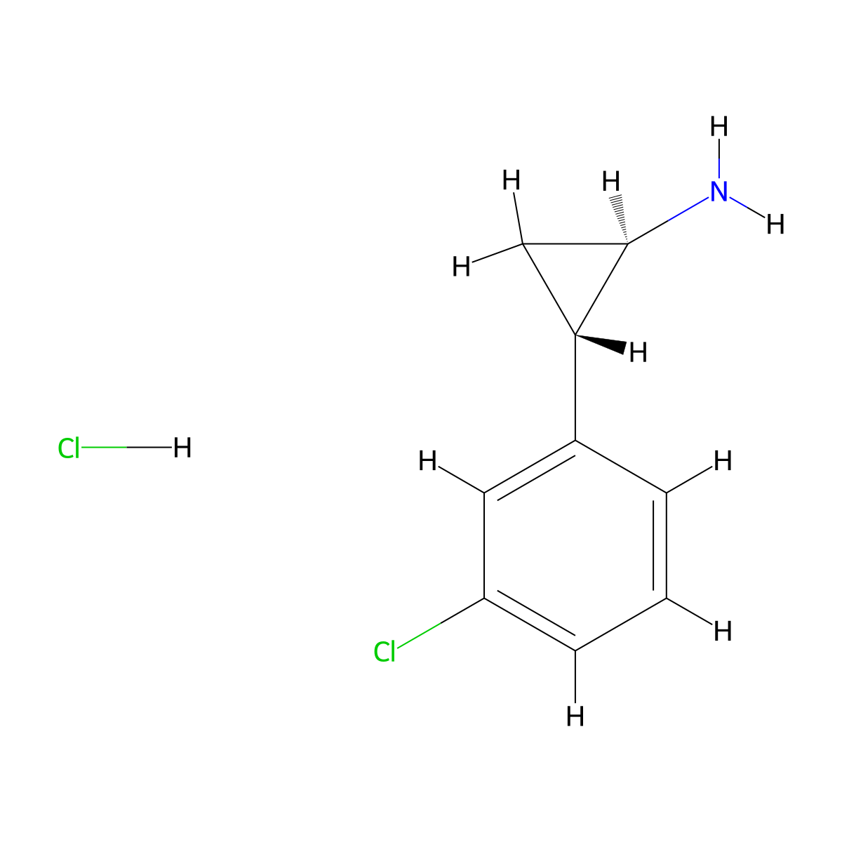 rac-(1R,2S)-2-(3-chlorophenyl)cyclopropan-1-amine hydrochloride molecular structure, CAS 131844-46-7