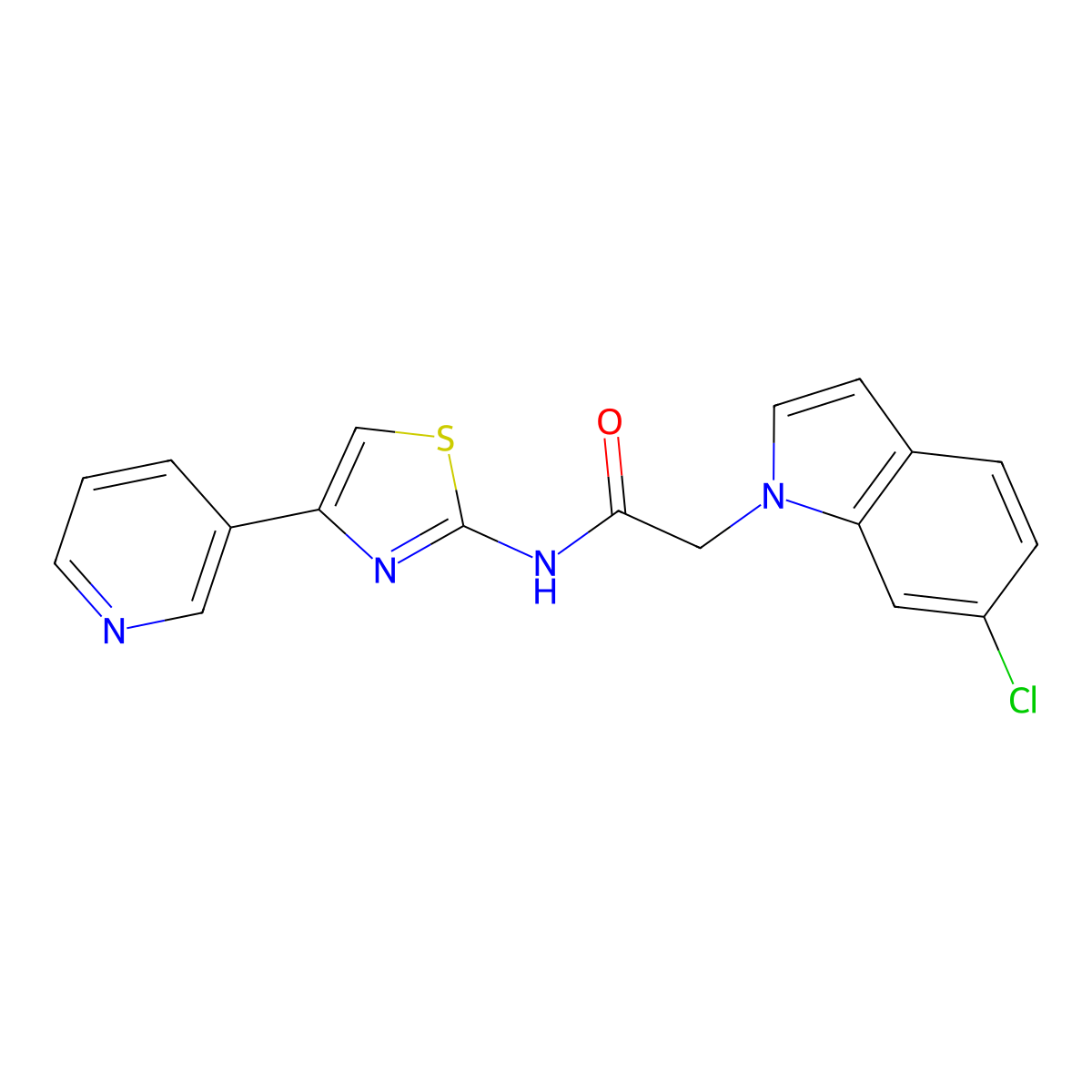 2-(6-chloro-1H-indol-1-yl)-N-[4-(pyridin-3-yl)-1,3-thiazol-2-yl]acetamide molecular structure, CAS 1318452-42-4
