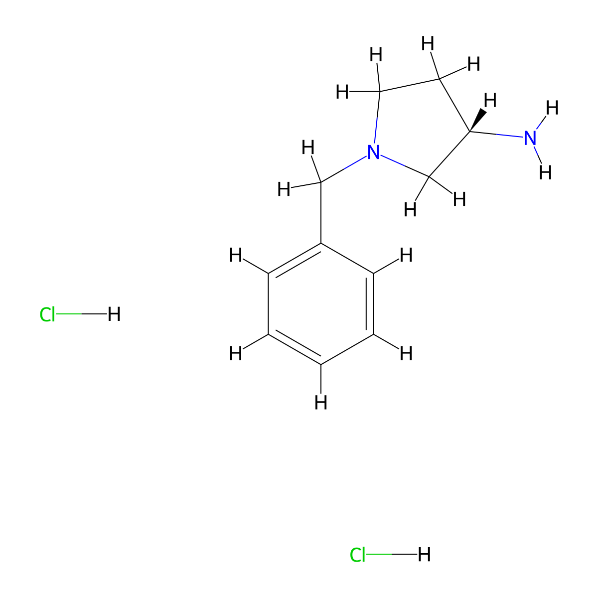 (3S)-1-benzylpyrrolidin-3-amine dihydrochloride molecular structure, CAS 131852-54-5