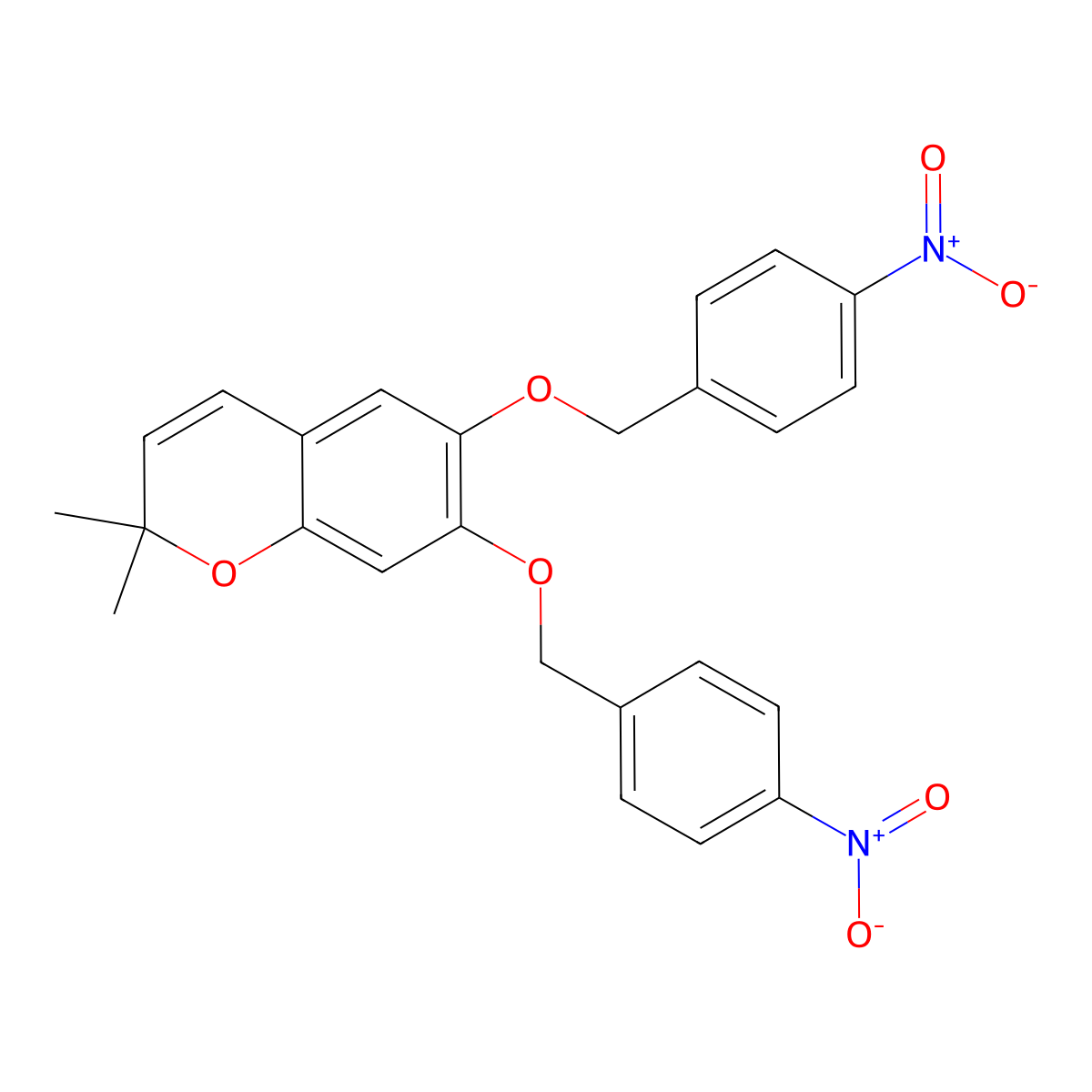 2,2-dimethyl-6,7-bis((4-nitrobenzyl)oxy)-2H-chromene molecular structure, CAS 131859-58-0