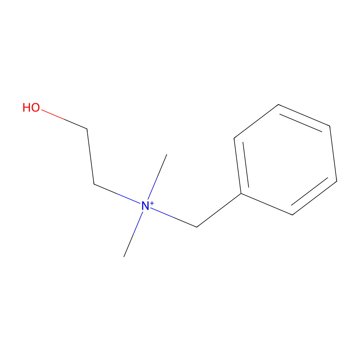 N-(2-Hydroxyethyl)-N,N-dimethylbenzenemethanaminium molecular structure, CAS 13186-75-9