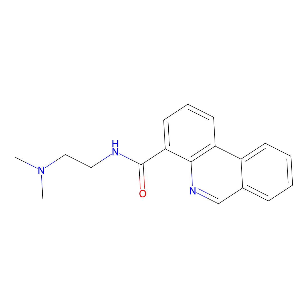 4-Phenanthridinecarboxamide, N-(2-(dimethylamino)ethyl)- molecular structure, CAS 131862-15-2