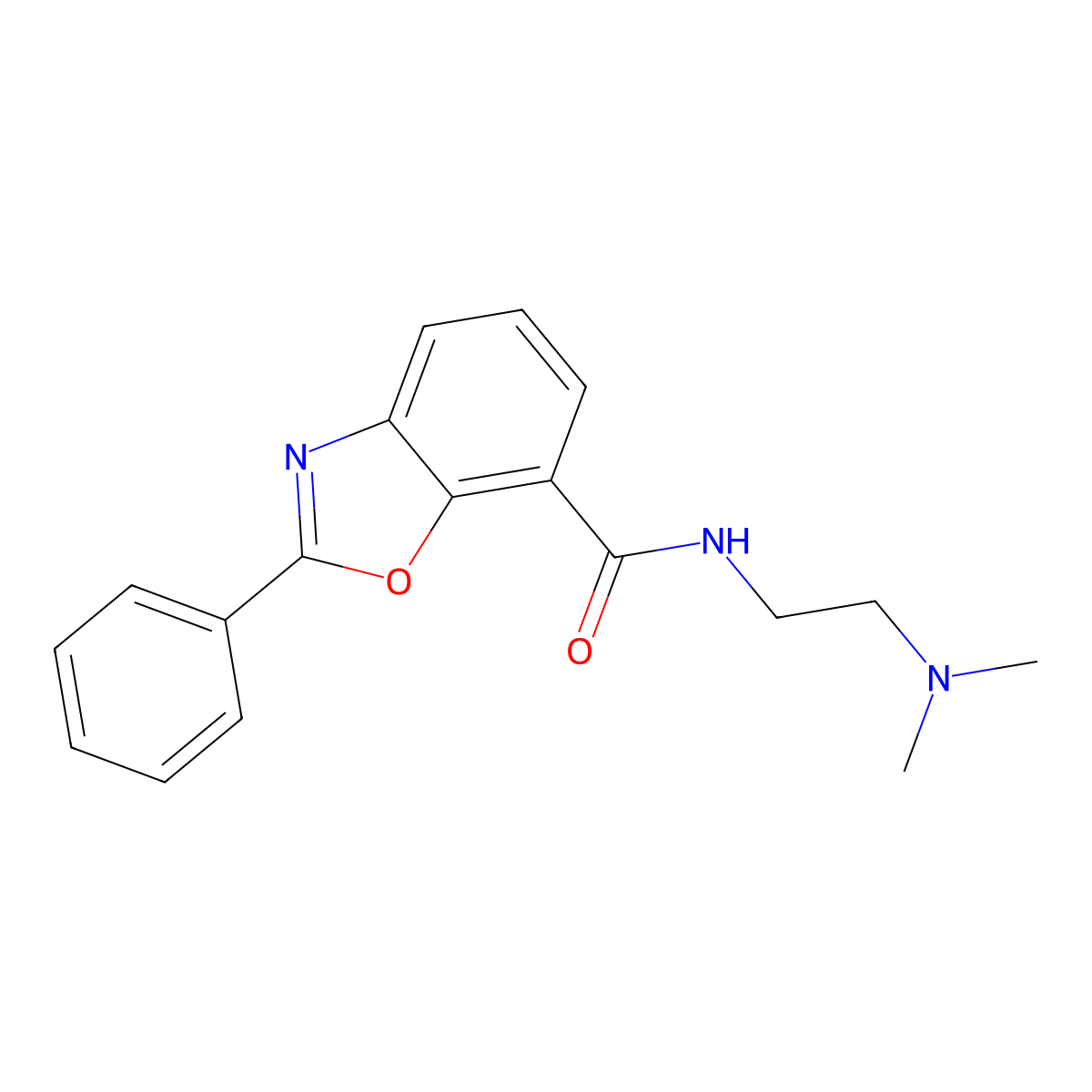 N-(2-(Dimethylamino)ethyl)-2-phenyl-7-benzoxazolecarboxamide molecular structure, CAS 131862-19-6