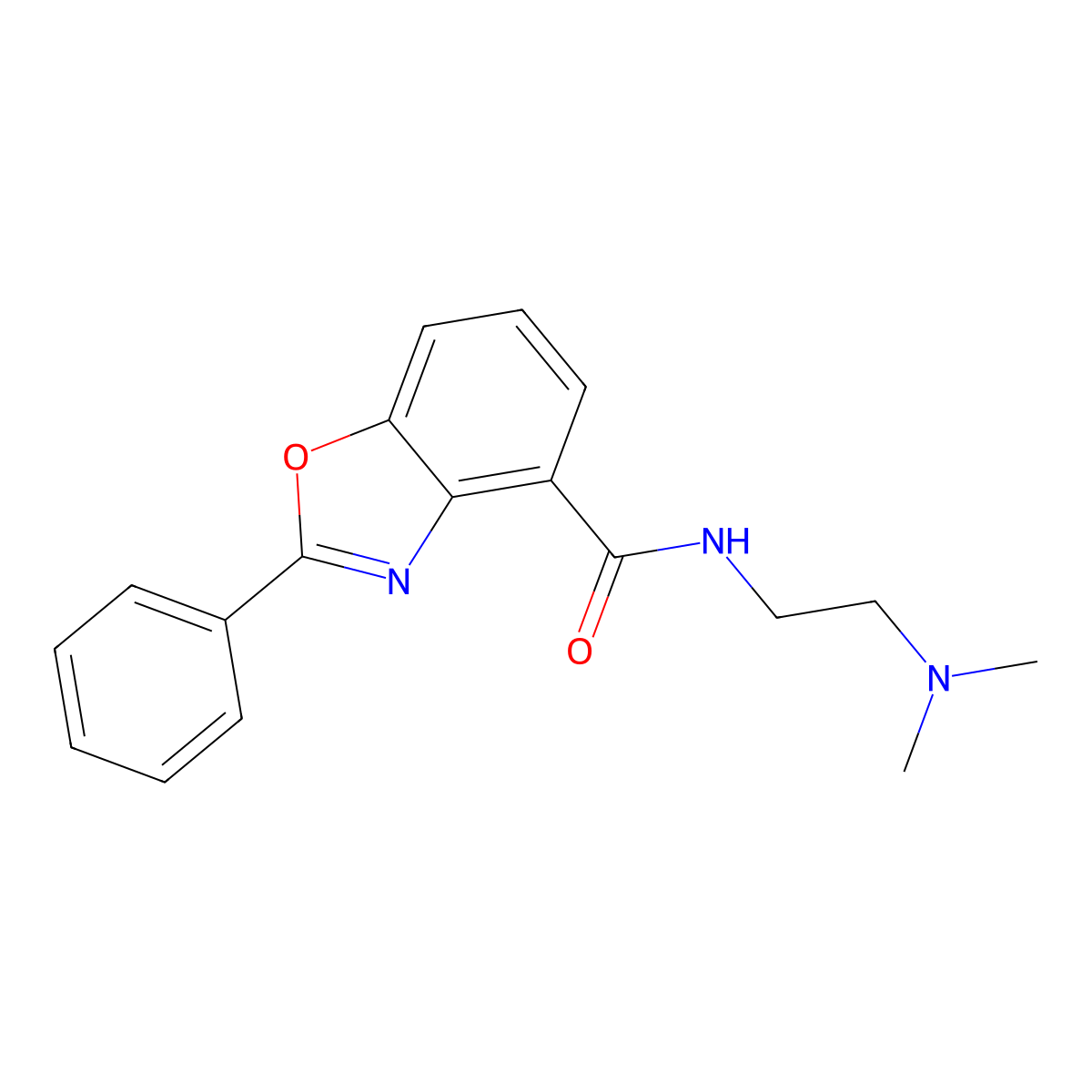 N-(2-(Dimethylamino)ethyl)-2-phenyl-4-benzoxazolecarboxamide molecular structure, CAS 131862-20-9