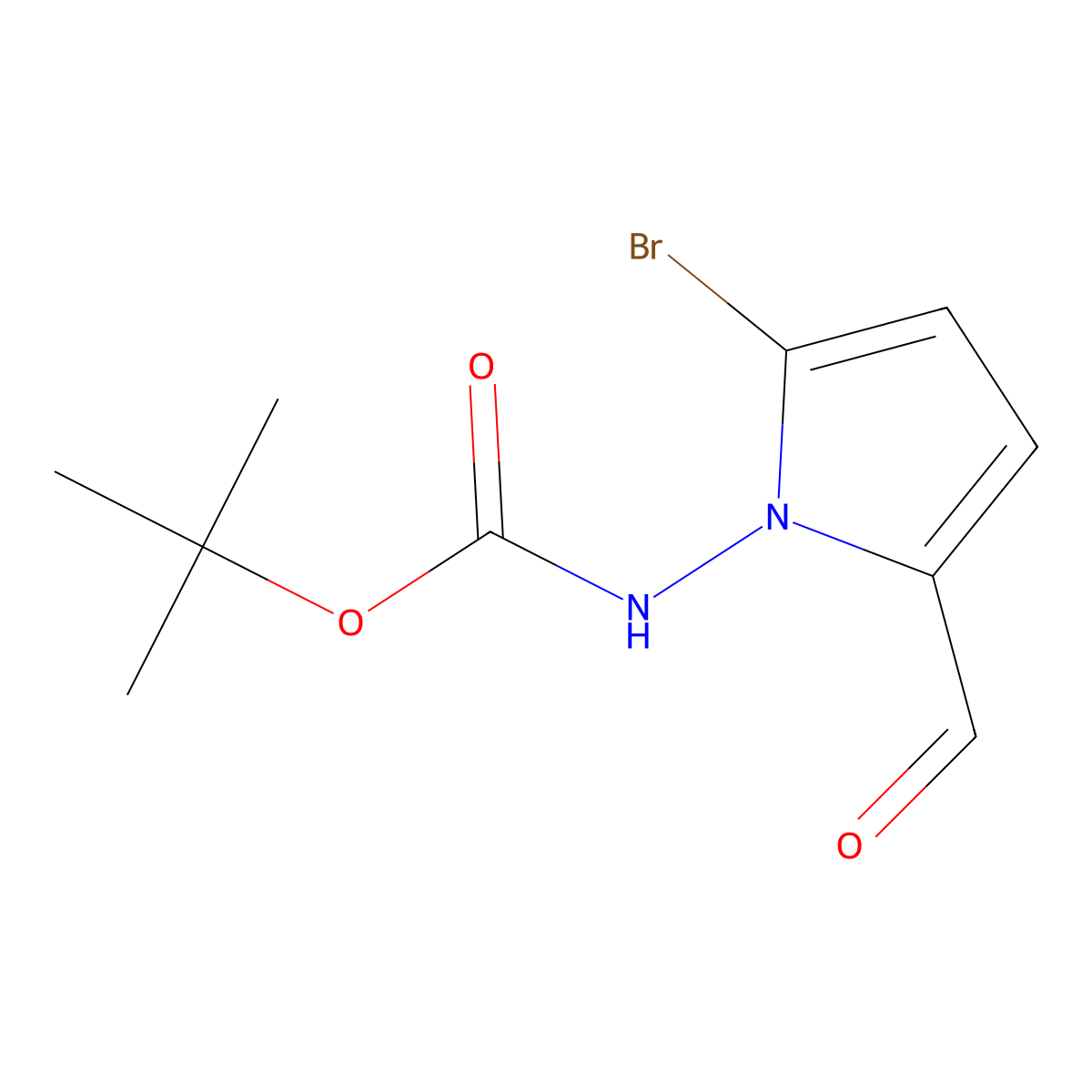 Tert-butyl (2-bromo-5-formyl-1H-pyrrol-1-YL)carbamate molecular structure, CAS 1318629-68-3