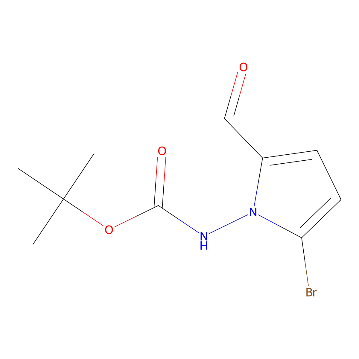 Tert-butyl (2-bromo-5-formyl-1H-pyrrol-1-YL)carbamate molecular structure, CAS 1318629-68-3