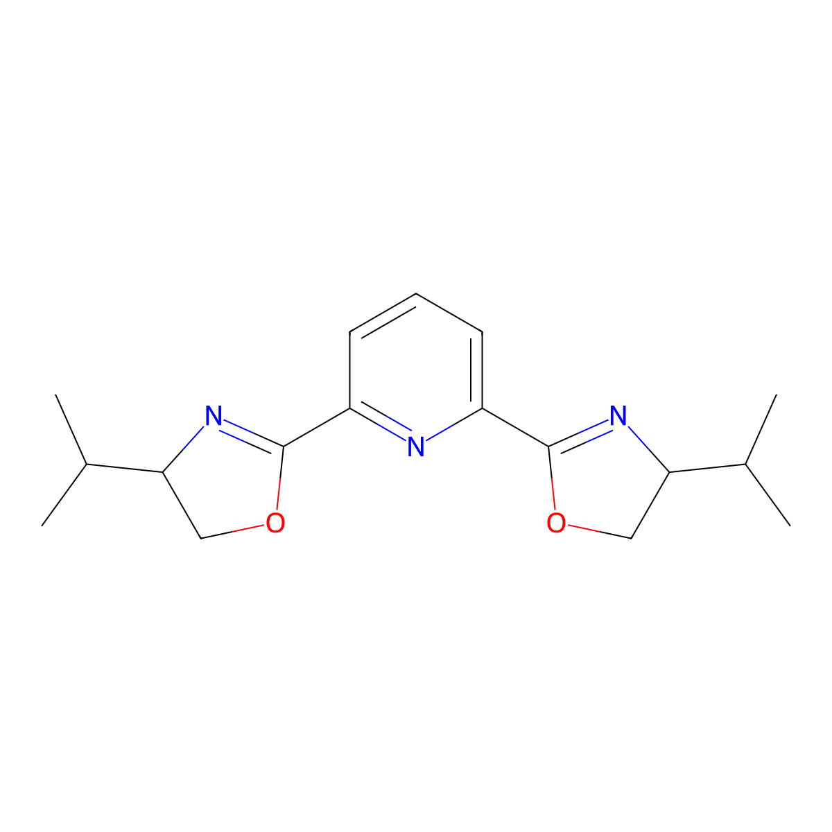 (R,R)-2,6-Bis(4-isopropyl-2-oxazolin-2-yl)pyridine molecular structure, CAS 131864-67-0