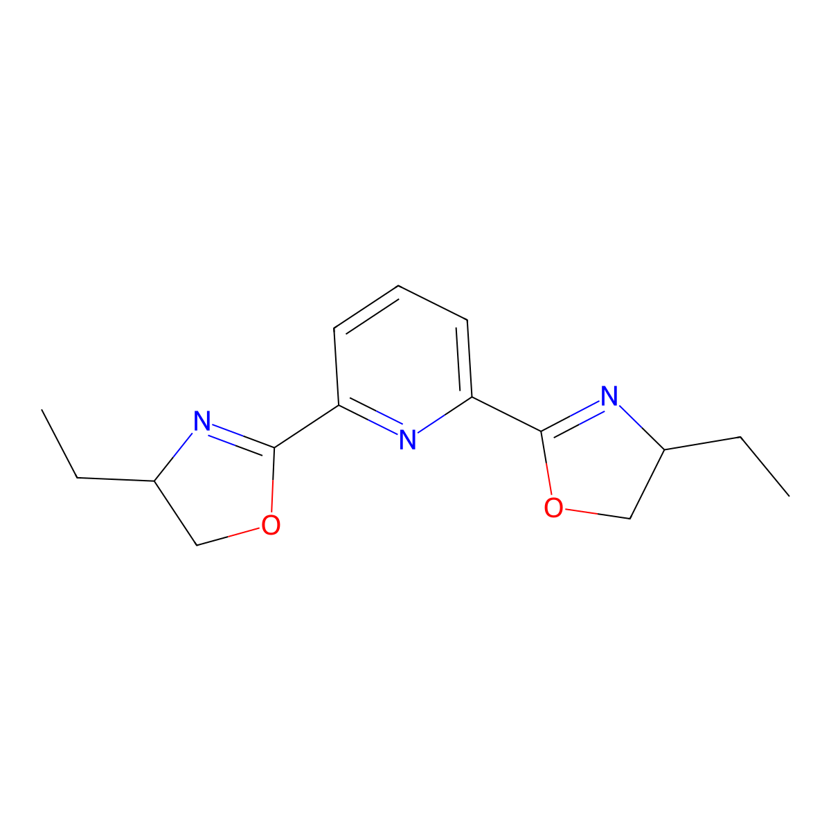 2,6-Bis((R)-4-ethyl-4,5-dihydrooxazol-2-yl)pyridine molecular structure, CAS 131864-68-1