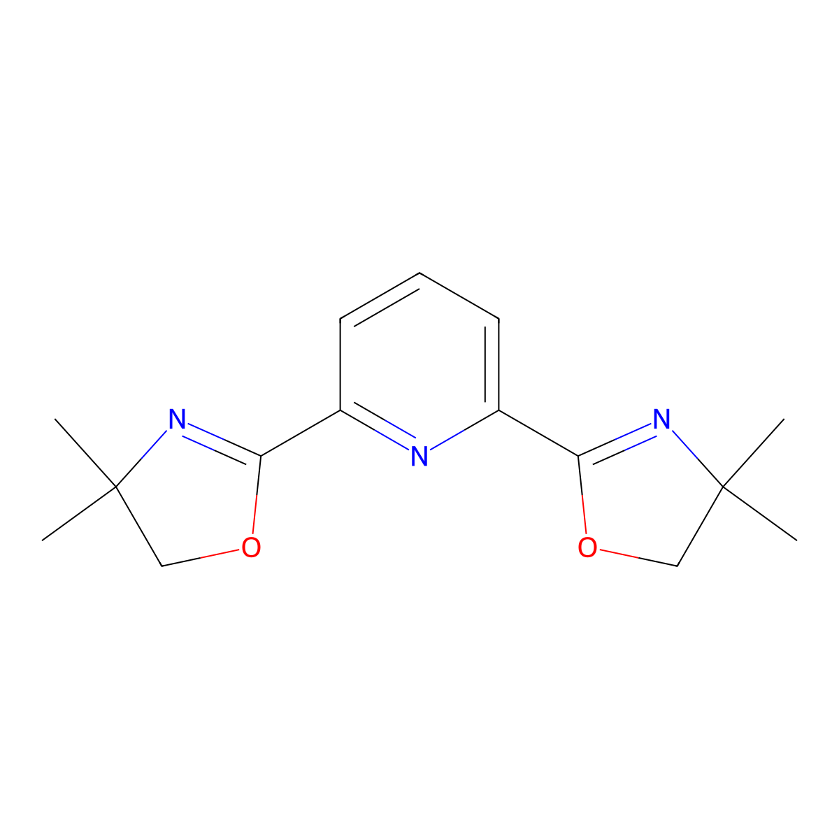 2,6-Bis(4,4-dimethyl-4,5-dihydro-1,3-oxazol-2-yl)pyridine molecular structure, CAS 131864-69-2