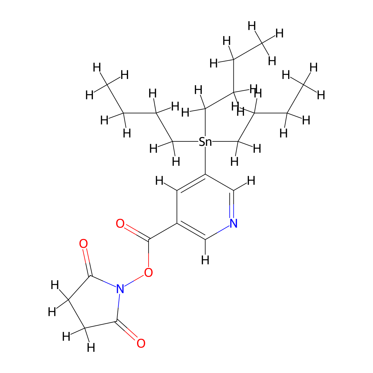 2,5-Pyrrolidinedione, 1-[[[5-(tributylstannyl)-3-pyridinyl]carbonyl]oxy]- molecular structure, CAS 131865-59-3