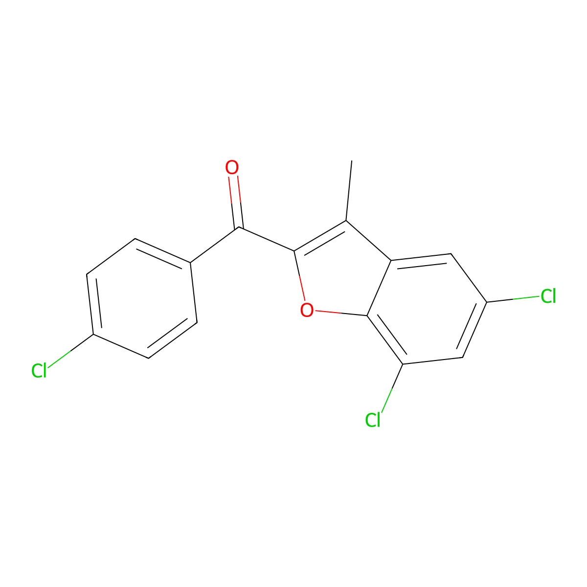 (4-Chlorophenyl)(5,7-dichloro-3-methyl-1-benzofuran-2-yl)methanone molecular structure, CAS 131866-27-8