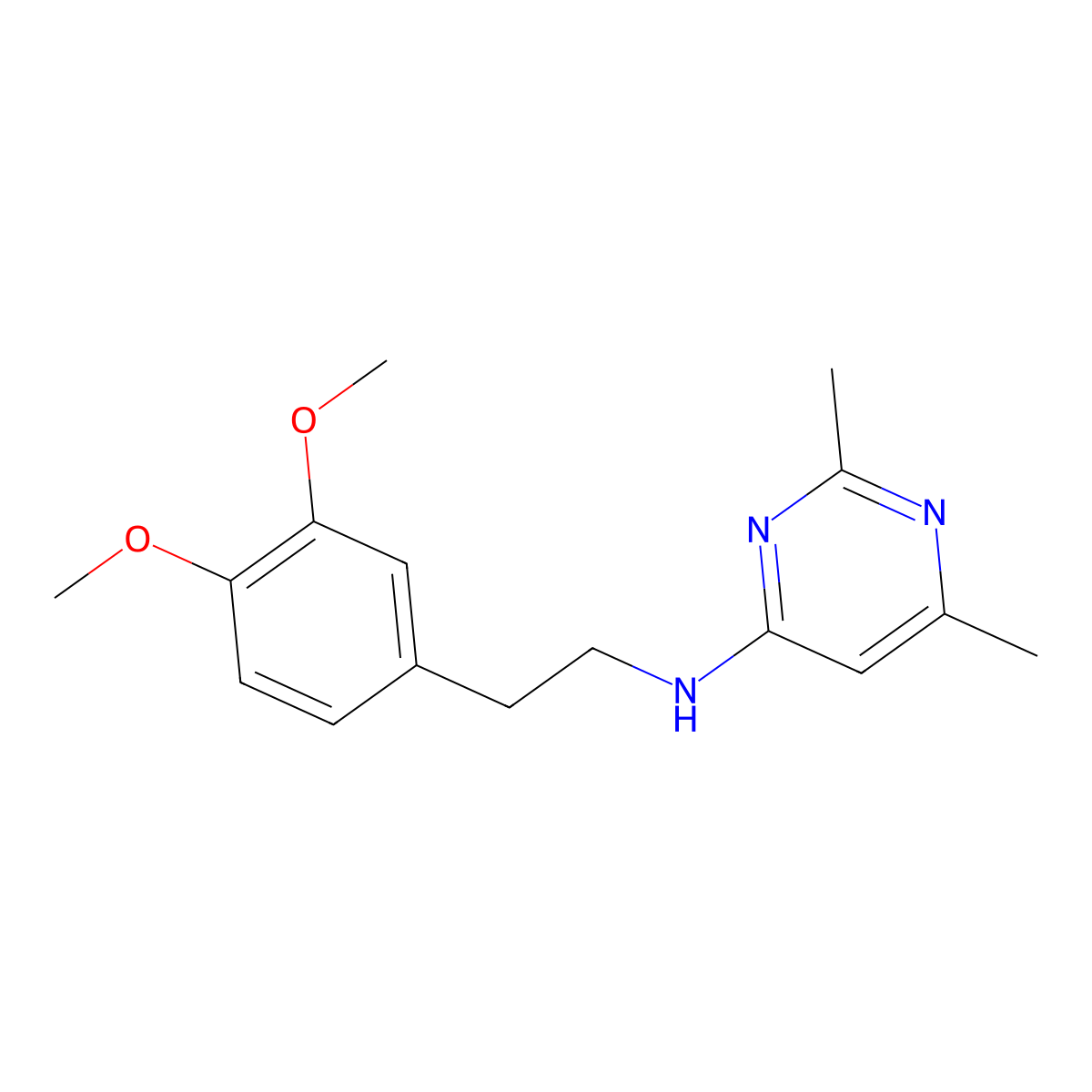 N-[2-(3,4-dimethoxyphenyl)ethyl]-2,6-dimethylpyrimidin-4-amine molecular structure, CAS 131869-03-9