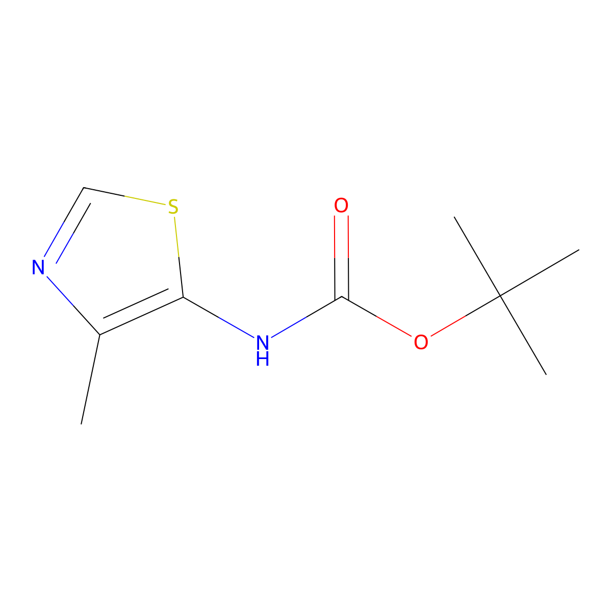 tert-Butyl (4-methylthiazol-5-yl)carbamate molecular structure, CAS 1318758-14-3