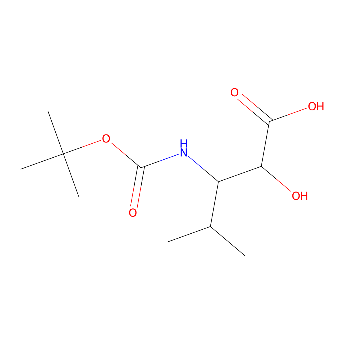 (2S,3S)-3-((tert-Butoxycarbonyl)amino)-2-hydroxy-4-methylpentanoic acid molecular structure, CAS 1318775-44-8