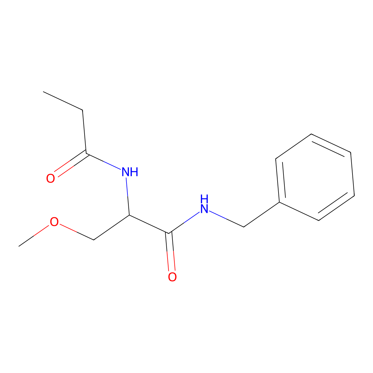 (R)-N-Benzyl-3-methoxy-2-propionamidopropanamide molecular structure, CAS 1318777-56-8