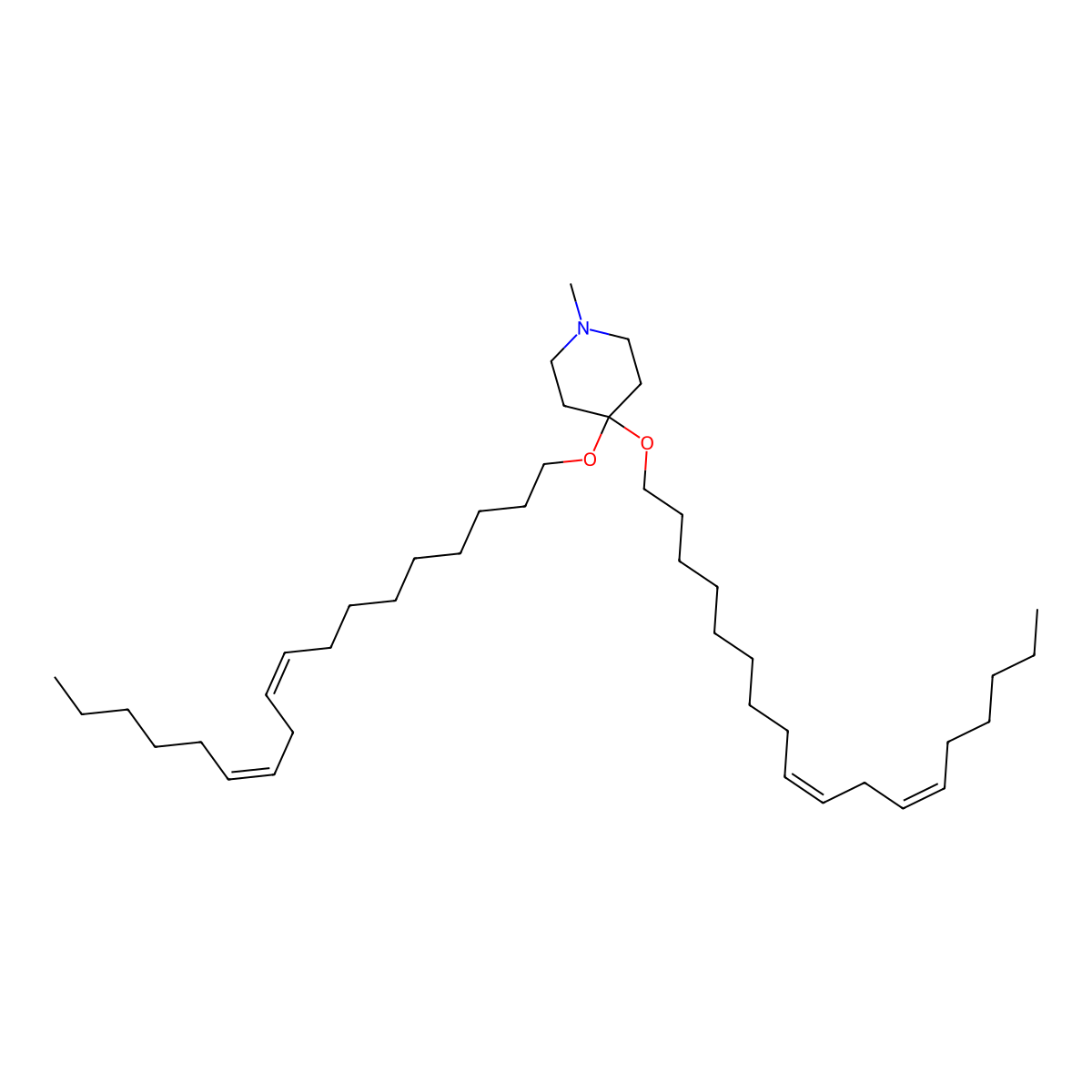 1-Methyl-4,4-bis(((9Z,12Z)-octadeca-9,12-dien-1-yl)oxy)piperidine molecular structure, CAS 1318793-78-0