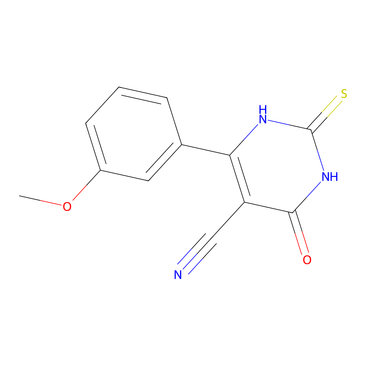 6-(3-Methoxy-phenyl)-4-oxo-2-thioxo-1,2,3,4-tetrahydro-pyrimidine-5-carbonitrile molecular structure, CAS 131890-31-8