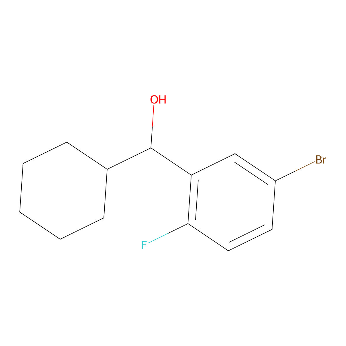 (5-Bromo-2-fluorophenyl)(cyclohexyl)methanol molecular structure, CAS 1318910-35-8