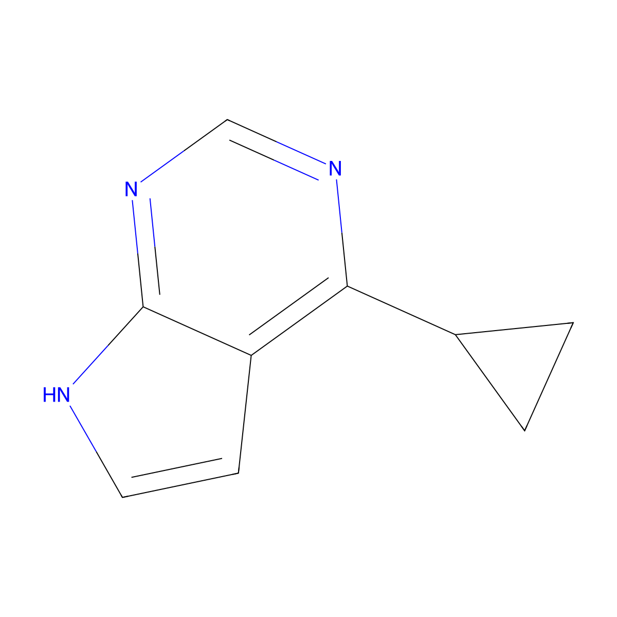 4-cyclopropyl-7H-pyrrolo[2,3-d]pyrimidine molecular structure, CAS 1318945-19-5
