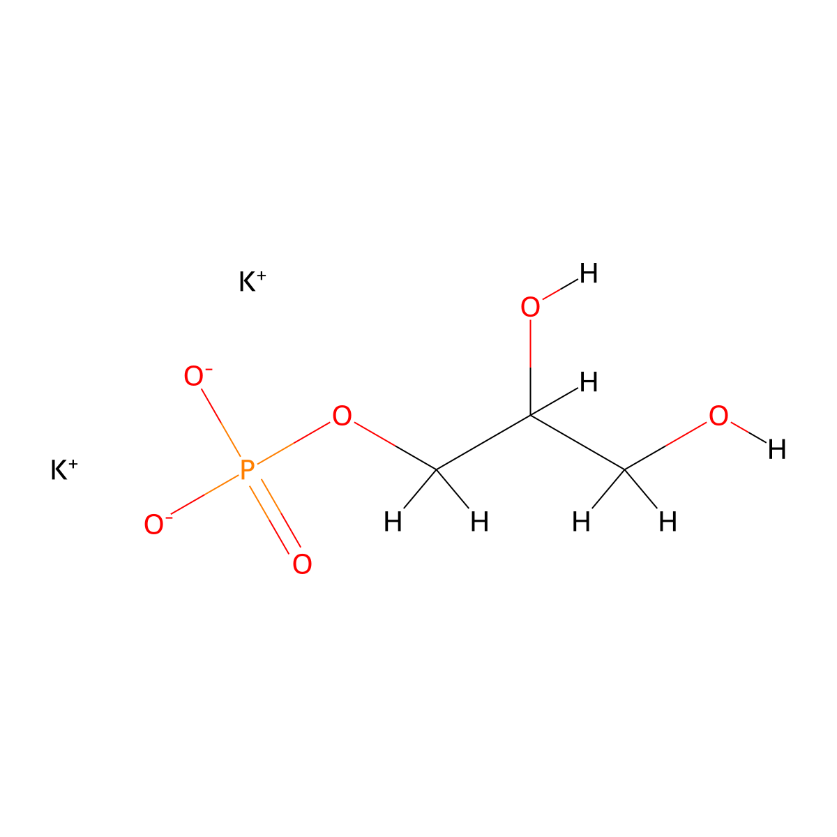 Potassium glycerophosphate molecular structure, CAS 1319-69-3