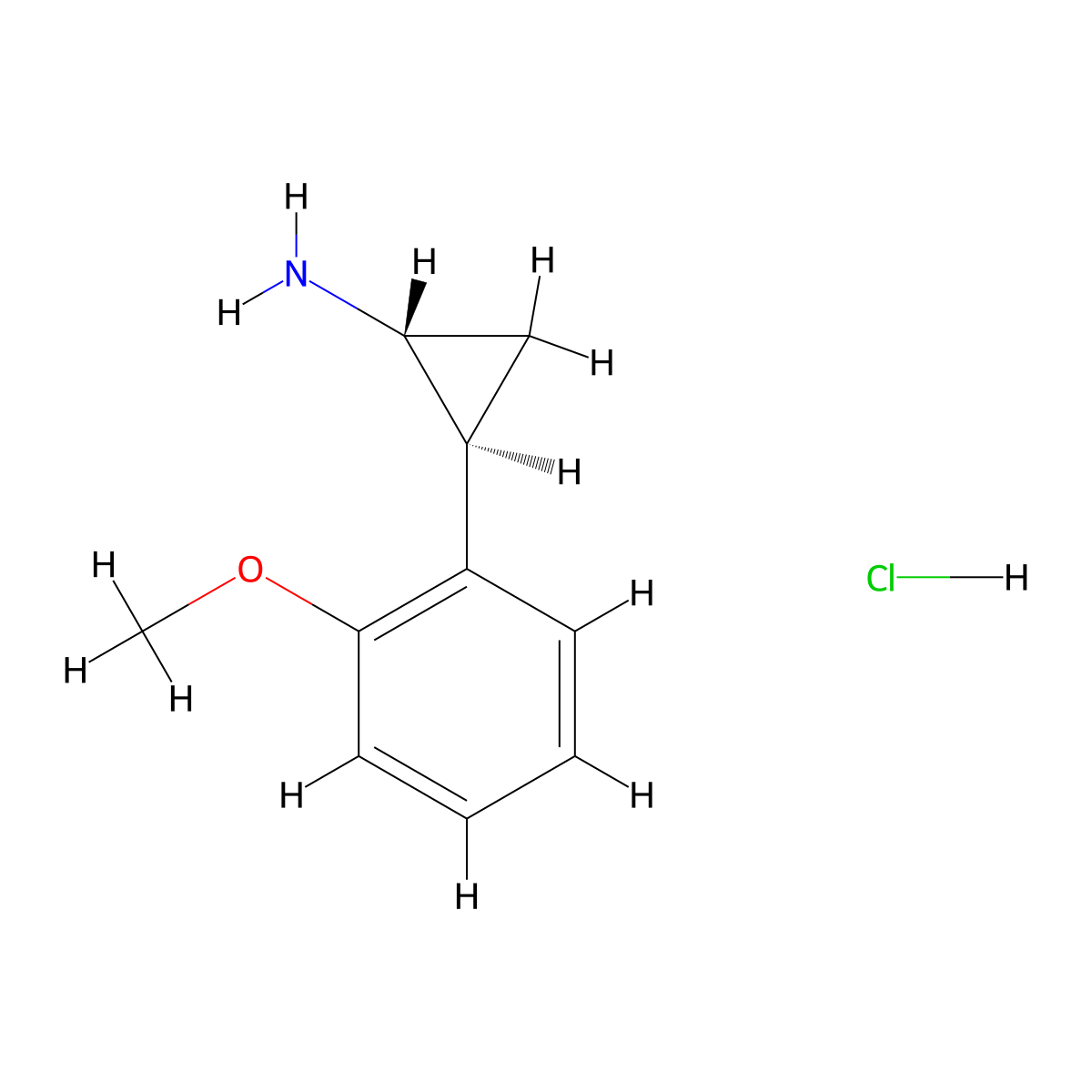 rac-(1R,2S)-2-(2-methoxyphenyl)cyclopropan-1-amine hydrochloride molecular structure, CAS 131900-21-5
