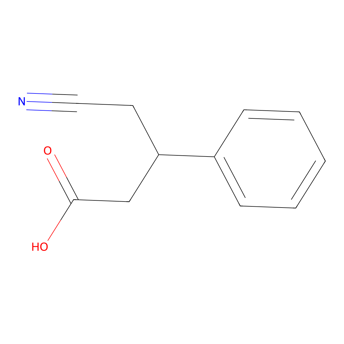 4-Cyano-3-phenylbutanoic acid molecular structure, CAS 131906-15-5