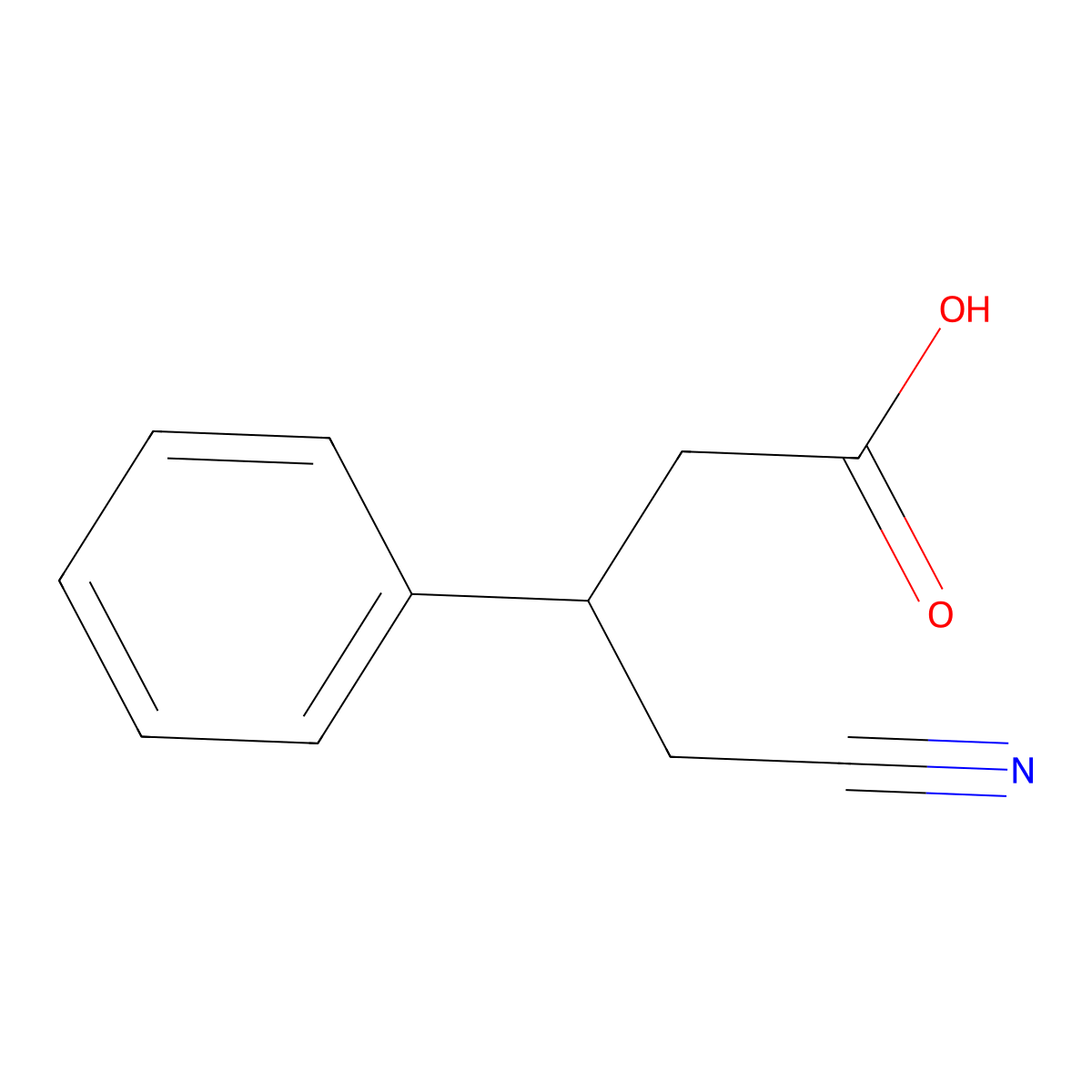 4-Cyano-3-phenylbutanoic acid molecular structure, CAS 131906-15-5