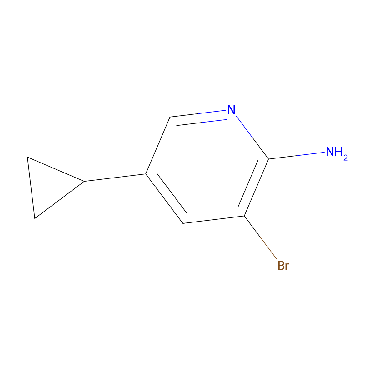 3-Bromo-5-cyclopropylpyridin-2-amine molecular structure, CAS 1319068-89-7